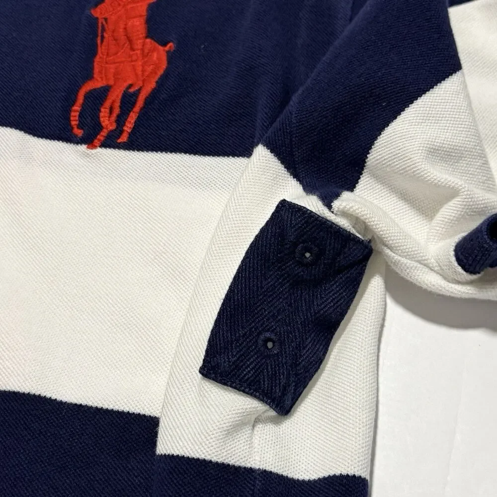 Polo Ralph Lauren Big Pony USA Flag Rugby Shirt Men’s XXL Custom Fit Blue White